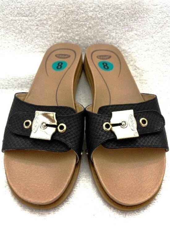 Dr. Scholl's Shoes - Dr Scholl's Original Slide on sandals in black faux snakeskin Size 9
